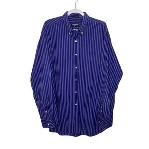 Austin Reed Blue Striped Cotton Button Down Shirt XL